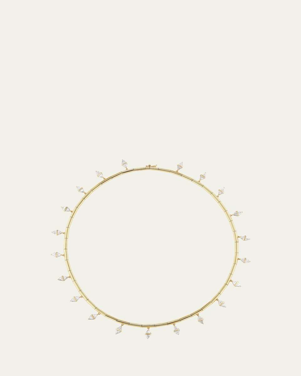 18K Yellow Gold Tilly Fringe Statement Necklace with Diamonds, 16"L